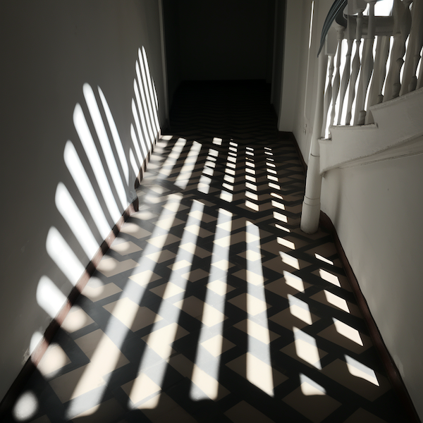 shadow patterns in a hallway