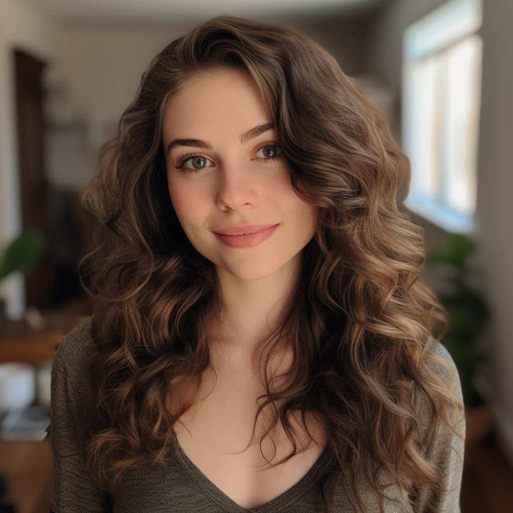 woman with nice brown wavy hair